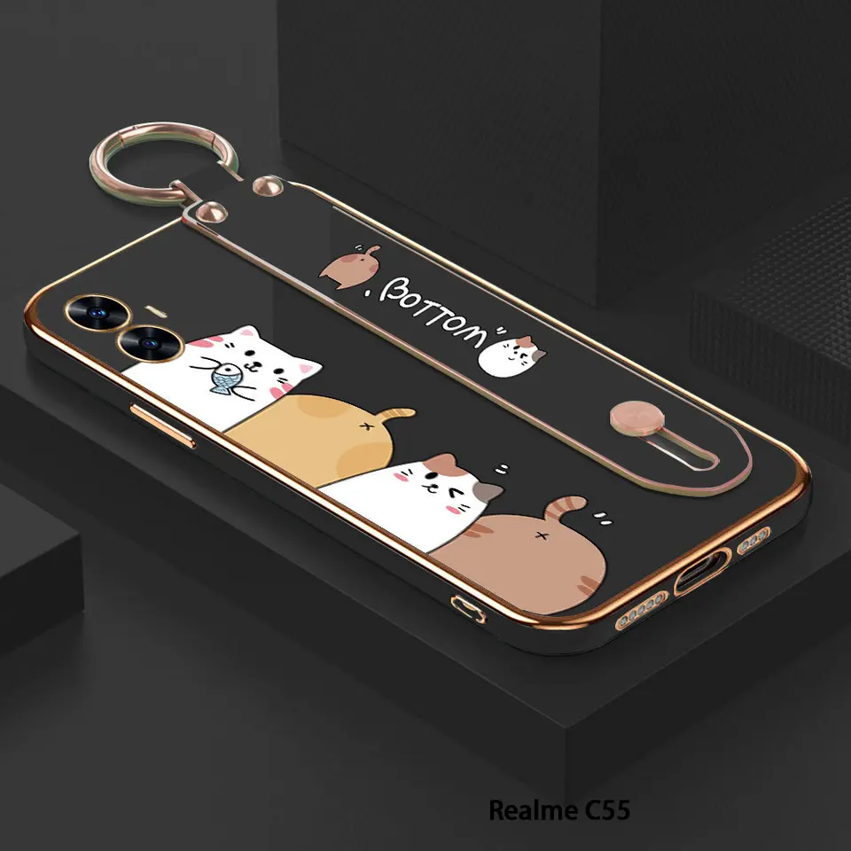 Prípad pre Oppo Realme 8 5G Reno7 Pro R17 PRO Z 6 5 4 U1 C1 Soft Square Edge Cute Cat Patter