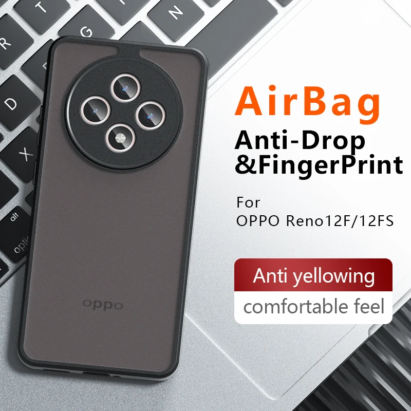 Prípad pre Oppo Reno 12 F 12FS 5G F27 Luxusný matný priehľadný brnenie krytu pre OPPO Reno 12 FS akrylové nárazové nárazové nárazníky Funda