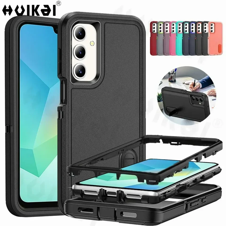 Prípad pre Samsung Galaxy A16 A06 A54 A14 A53 S24 Ultra Cely Body 3 v 1 Shock-nepremokavý ťažký protikrab