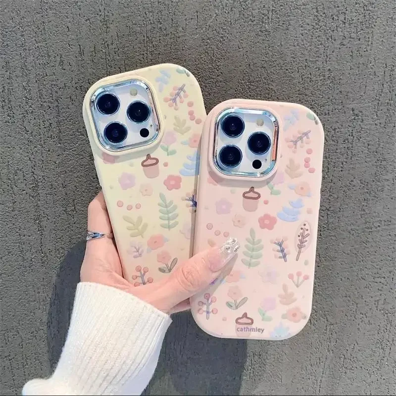 Prípad pre Samsung Galaxy S24 S23 S22 Poznámka 20 Ultra Plus S20 S21 FE A54 A14 A24 A25 A13 A32 A33 A52 Silikónový pokrývka kvetinového pokrytia kvetu kvetiny