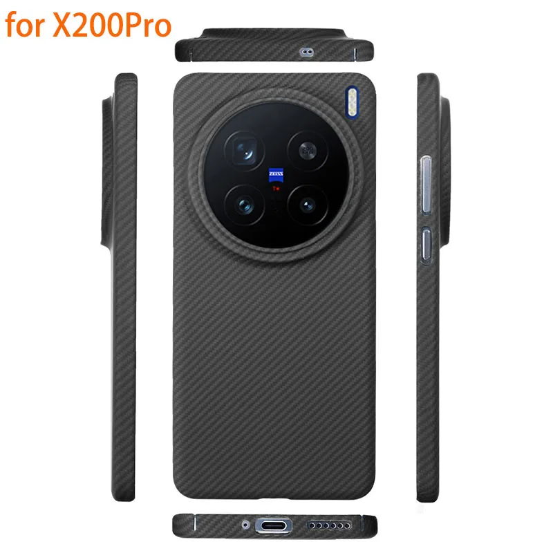 Prípad pre Vivo X200 Pro Mini ＆ X200 Real Aramid Carbon Fiber Anti-Expllosion Belt mobilný telefón Ochrana obalu Ochrana Shell