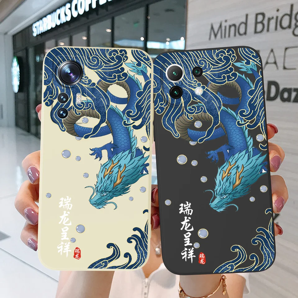 Prípad pre Xiaomi POCO M4 X4 X5 PRO 4G 5G GT TELEFÓN Krytý kryt Soft Silicon Chinese Dragon Culture