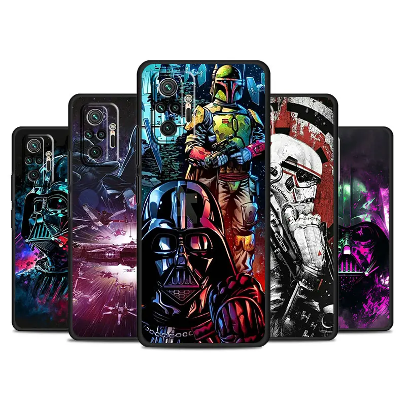 Prípad pre Xiaomi Redmi Poznámka 13 11 12 10 Pro 12c 9s 10c 8 9a 9c 12s 7 8t A1 plus silikónový telefón s hviezdami S-hviezdy W-Wars Darth Vader