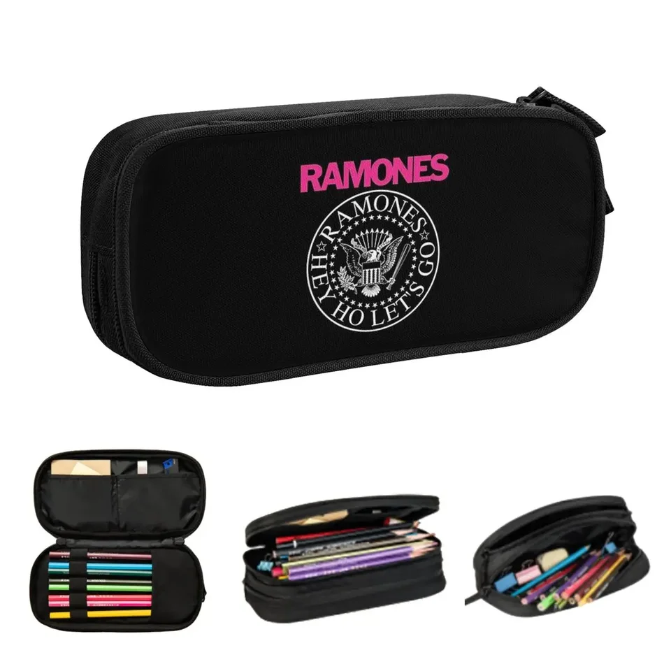 Prípady ceruzky Ramone Merch Ceruzky veľké skladovacie pero vrecká na pero Pen Box Peruzka pre chlapcov pre chlapcov Študenti Škola škôl