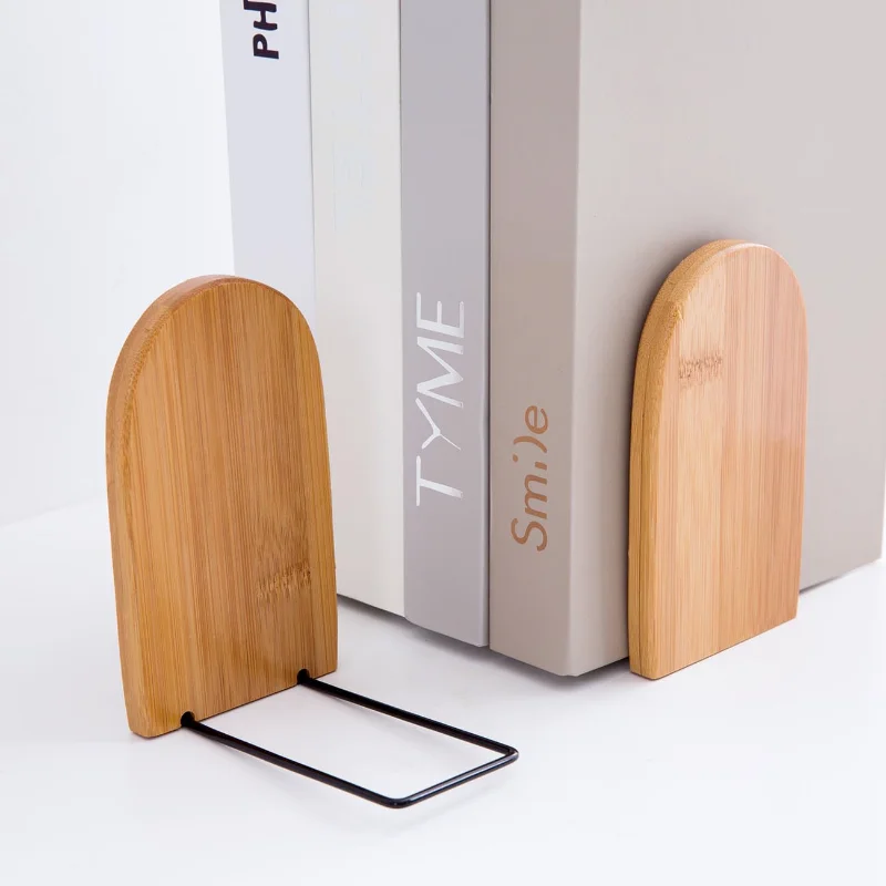 Príroda Bamboo Desktop Organizer Office Home Bookds Book Ends Ends Stand Držiteľ polica Bookrack 1 pár pár
