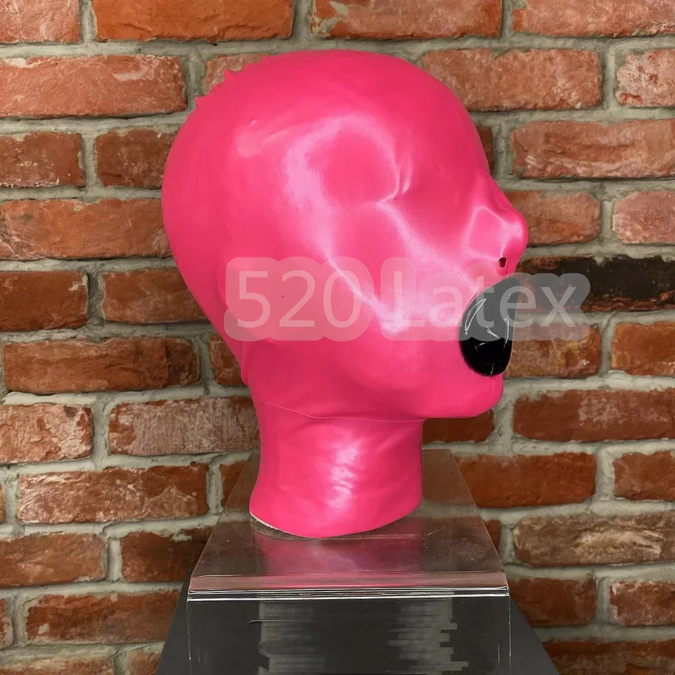 Prírodná latexová unisexová maska ​​kapucňa s ústami Houseath Close Eyes Nose diera Cosplay kostýmy fetiš cosplay maska ​​back zips club