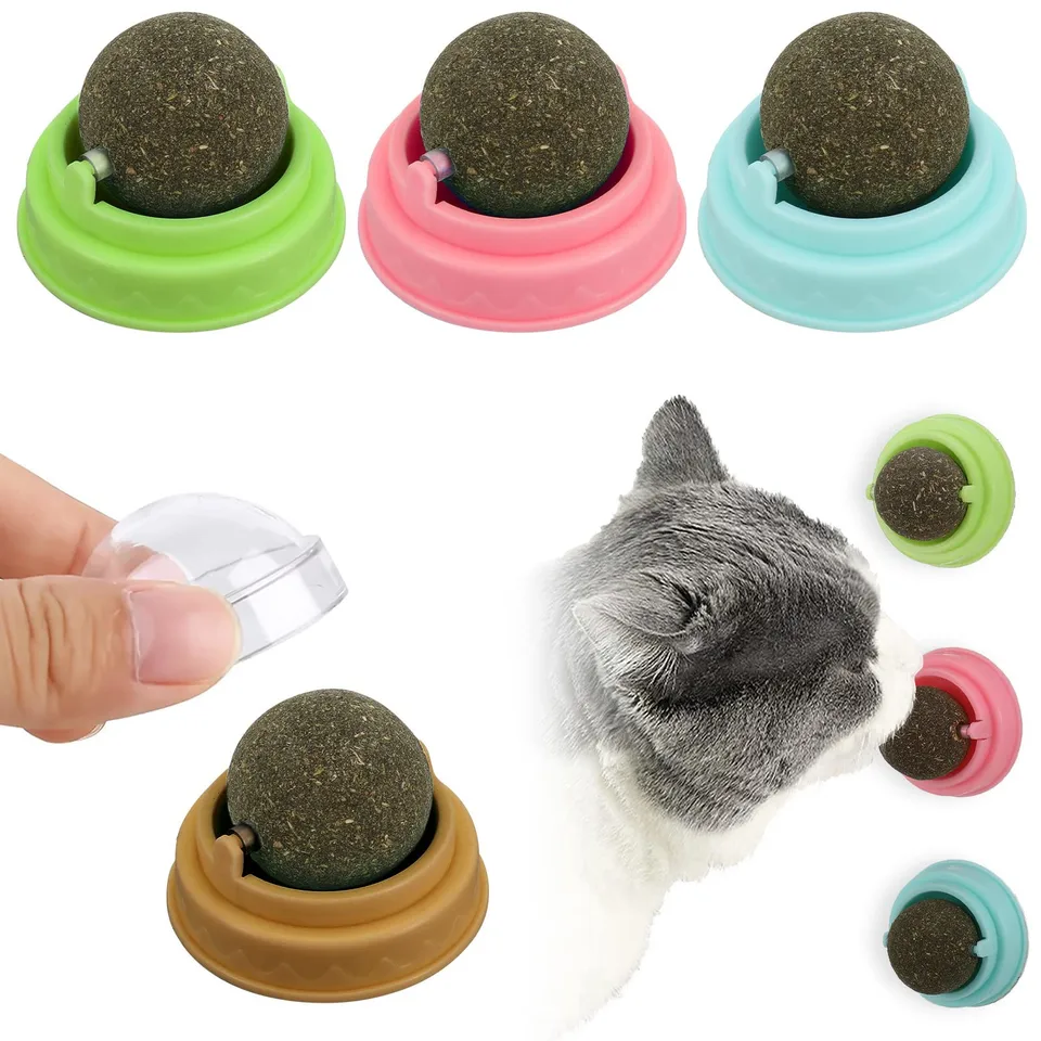 Prírodná mačka Cat Cat Rotattable Catnip Wall Gall Hračky lízanie občerstvenie zdravá výživa guľôčkové zuby čistenie Catnip Toy Pet Supplies