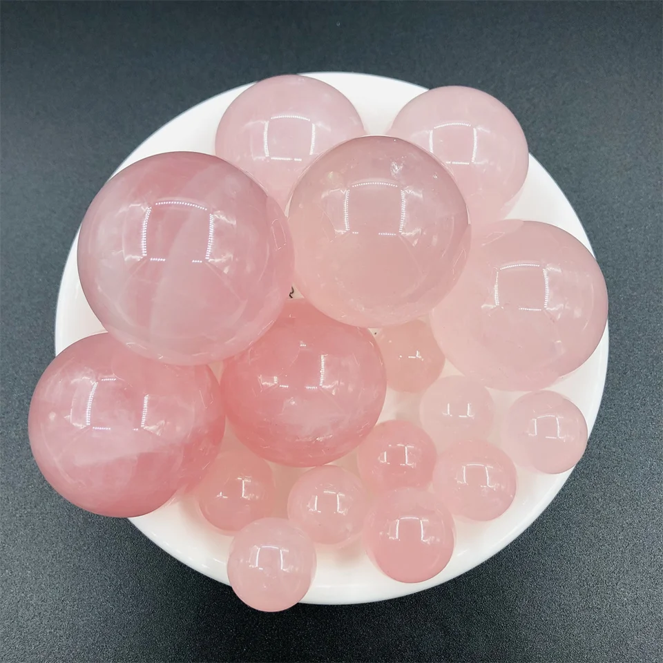 Prírodná ružová ruža kremeň krištáľová guľa Sphere Reiki Healing Crystals Round Stone náhrdelník šperky výroba 1pc