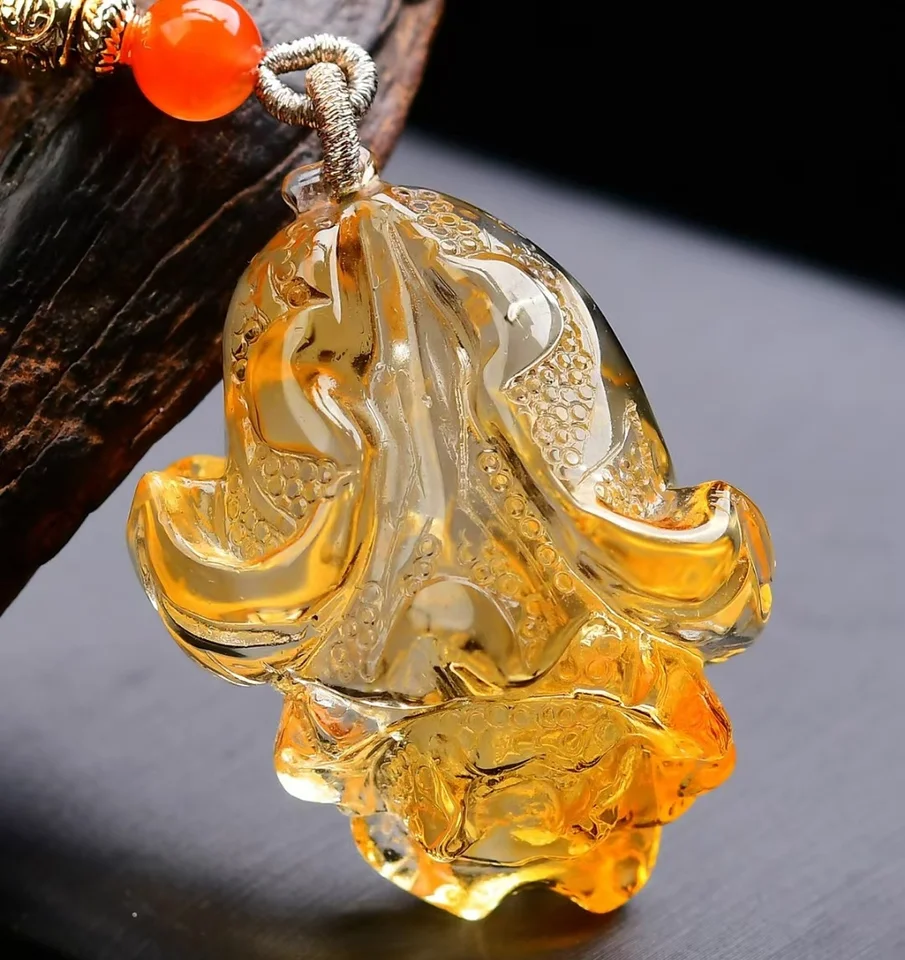 Prírodná žltá citrine kremenná hviezda Davida Pendant Cabbage 41*31*20 mm Ženy Muži šperky Citrine Bohatý náhrdelník aaaaa