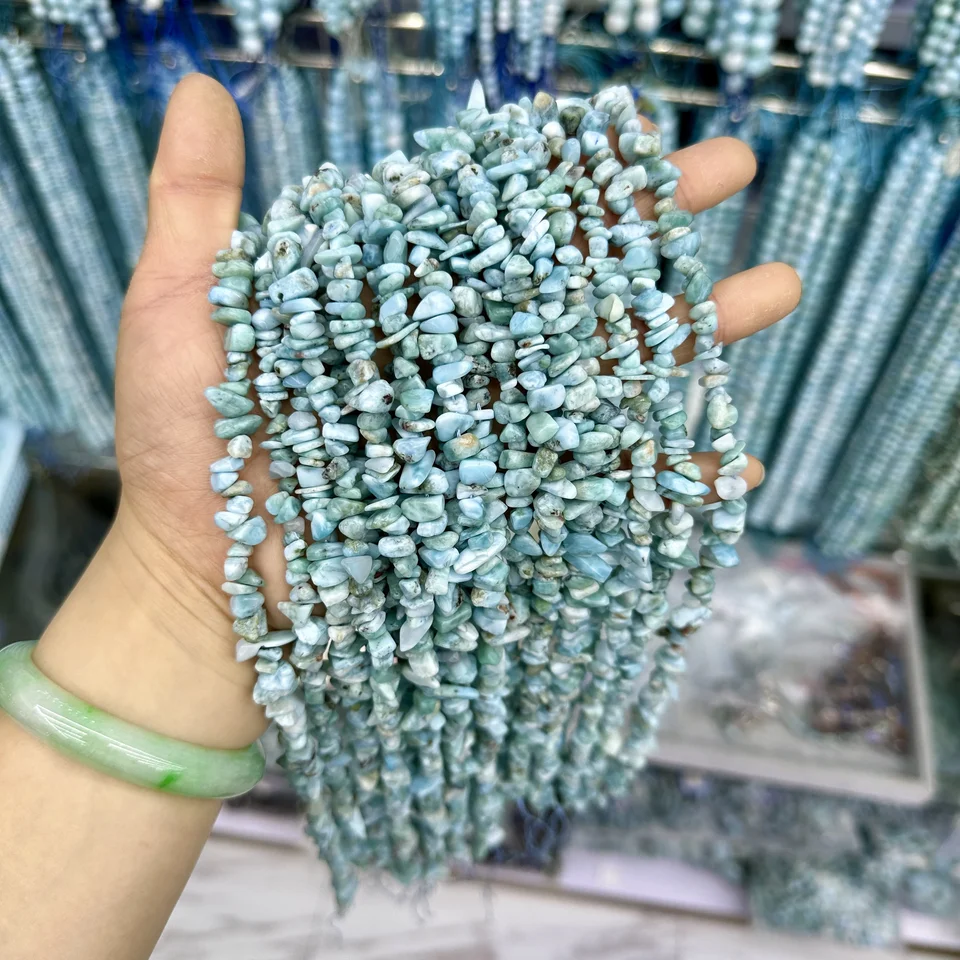 Prírodné 5-8 mm larimar fazetované okrúhle okrúhle rondelle chip Coin Disc Magnetické korálky pre šperky výroby náramkov náhrdelníkov