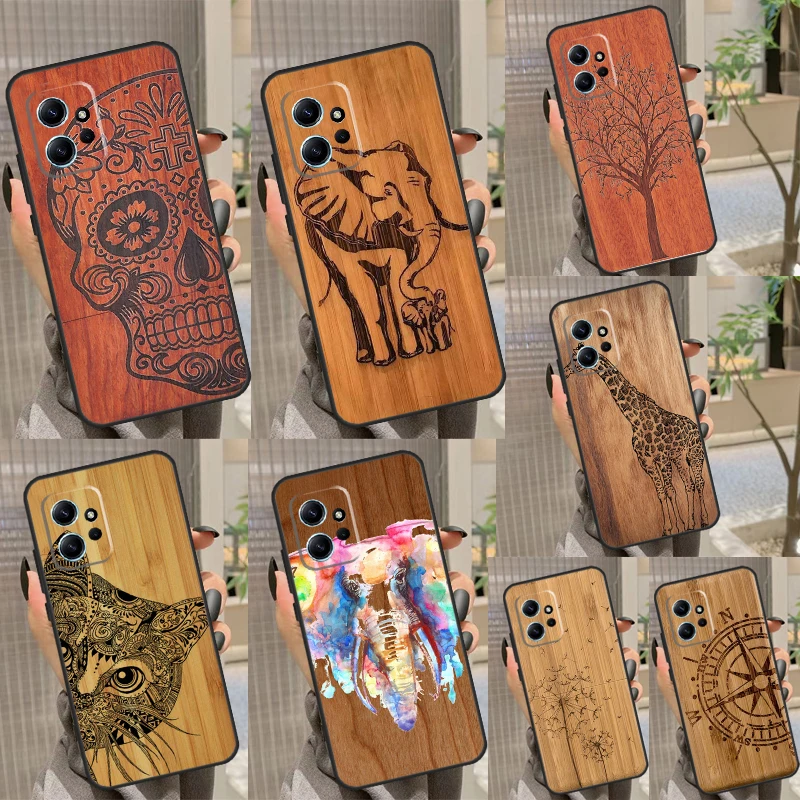 Prírodné bambusové drevené vzorové puzdro pre puzdro pre Xiaomi Redmi 12 12C 9c 10c pre Redmi Note 11 12 8 9 10 Pro 9s 10s 11s 12s