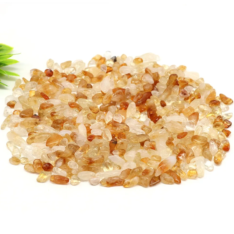 Prírodné citrínové štrkové minerály nepravidelné krištáľové šperky výroby prepadnuté kamene rybie tank Chip Gemstone Domov akvárium dekor