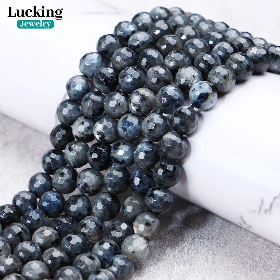 Prírodné fazety Larvikit Black Labradorit Loose Loose Petle pre šperky výroby náramkov DIY príslušenstvo 15 '' 4-10 mm