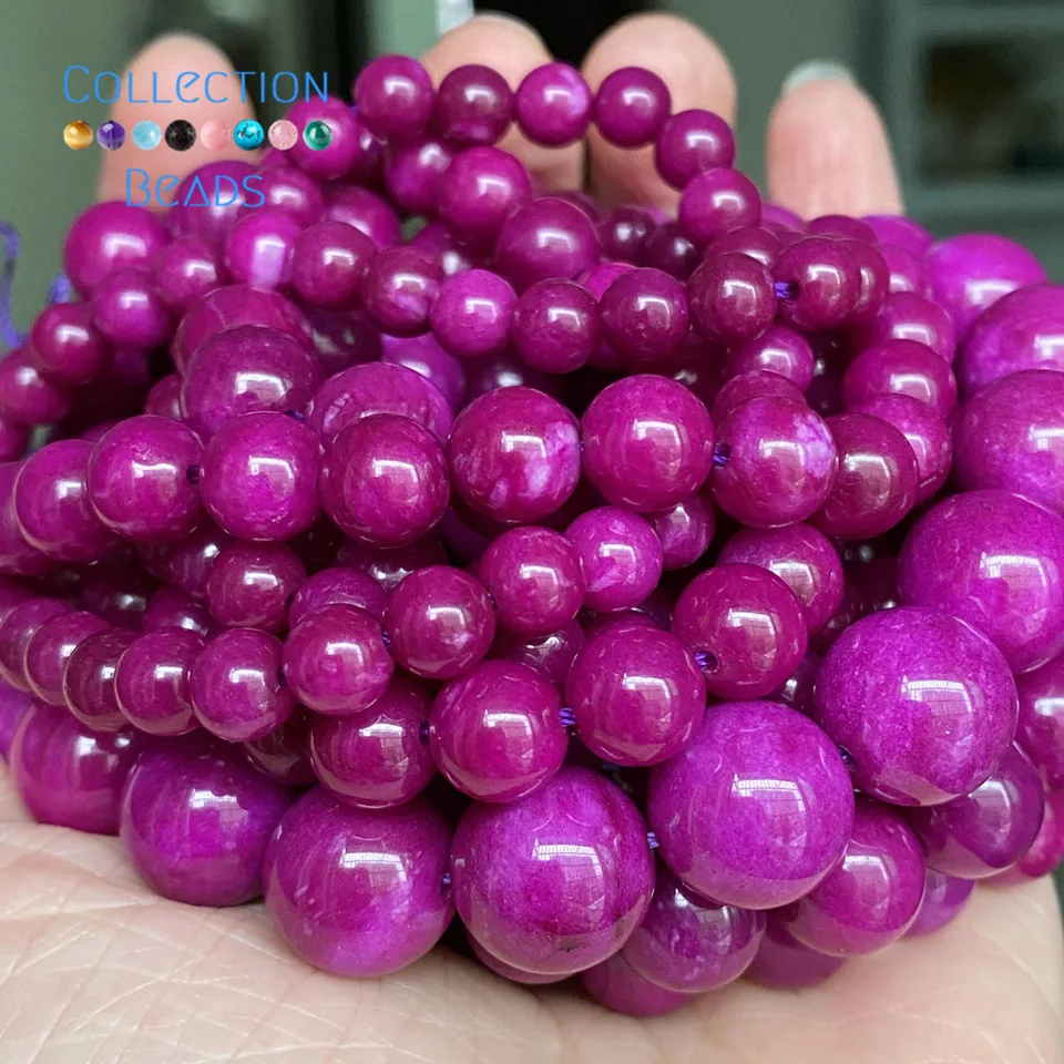 Prírodné fialové sugilite Jades Stone Loose Round For Guads pre šperky, vďaka čomu 6-12 mm rozperkové guľôčky DIY DEY Women náramkové príslušenstvo 15