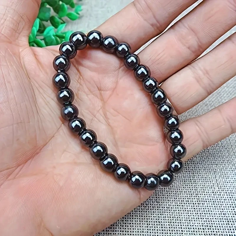 Prírodné hematitové korálky náramky Terahertz guľa Energy Stone Simple Darček pre mužov Ženy Čierny žlčový kameň šperky pulsera hombre