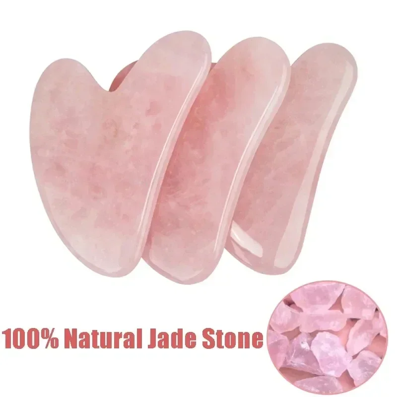 Prírodné jade gua Sha Scraper Masáž ružový kremeň jade guasha kameň pre krk na krk na krk Zdvíhanie vrásky remover kozme