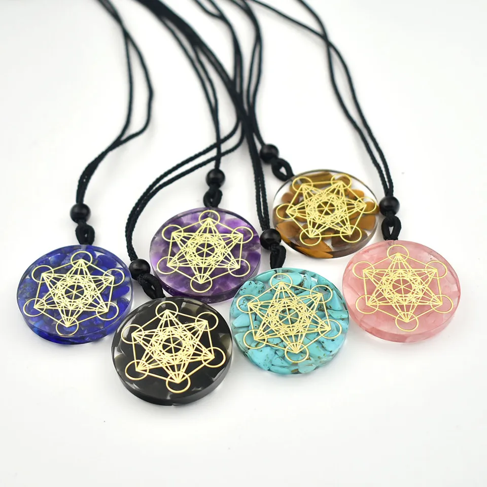 Prírodné krištáľové metatróny kocka Symbol Orgone Organt Orgonit Orgonit Liečivé kryštály Ametyst Tiger Eye Eye Rose Cartz Meditačné šperky