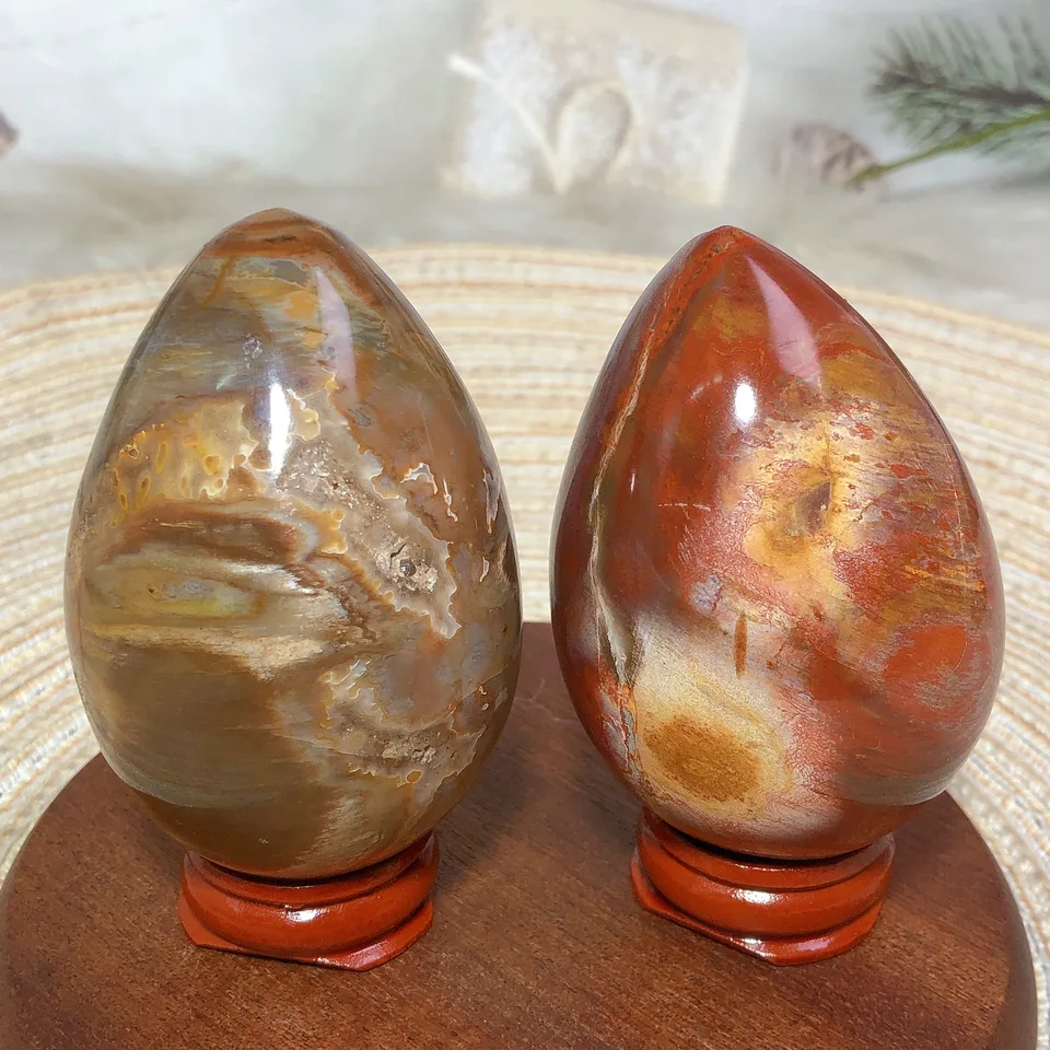 Prírodné krištáľové skamenené drevené vajcia Energia Reiki ornament ruda leštená uzdravenie Vysoko kvalitná domáca dekorácia výzdoba minerálu