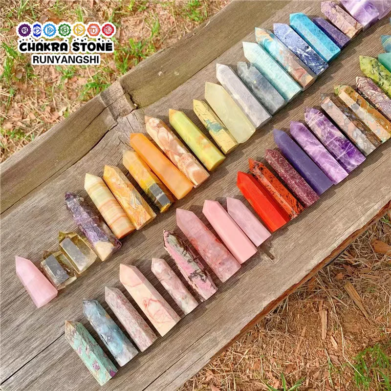 Prírodné krištáľové veže liečivý ametyst ružový kremeň Energy ruda minerálne hexagonálne hranoly OBELISK Wand Craft Home Decoration