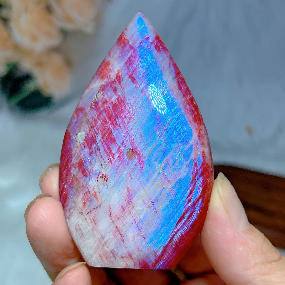 Prírodné kryštály požiarne kremeň s mesačným kameňom Freeform Rainbow Blue Flošné uzdravenie reiki vysoko kvalitná domáca dekorácia darčeková energia