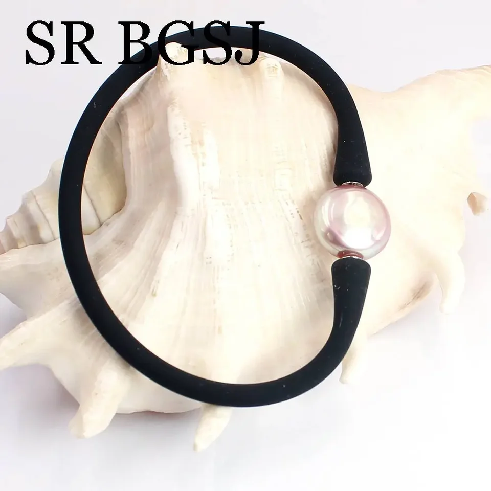 Prírodné perlové silikónové gumové náramky Flexibilné zápästie Band Cuff Cuff Sports Bangle for Women Men силиконовый браслет 7