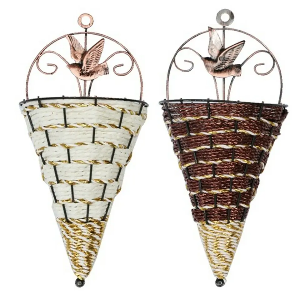 Prírodné prútené kvetinové košík Váza Rattan na stenu zavesenie hrnca Rattan Vase Basket dekora