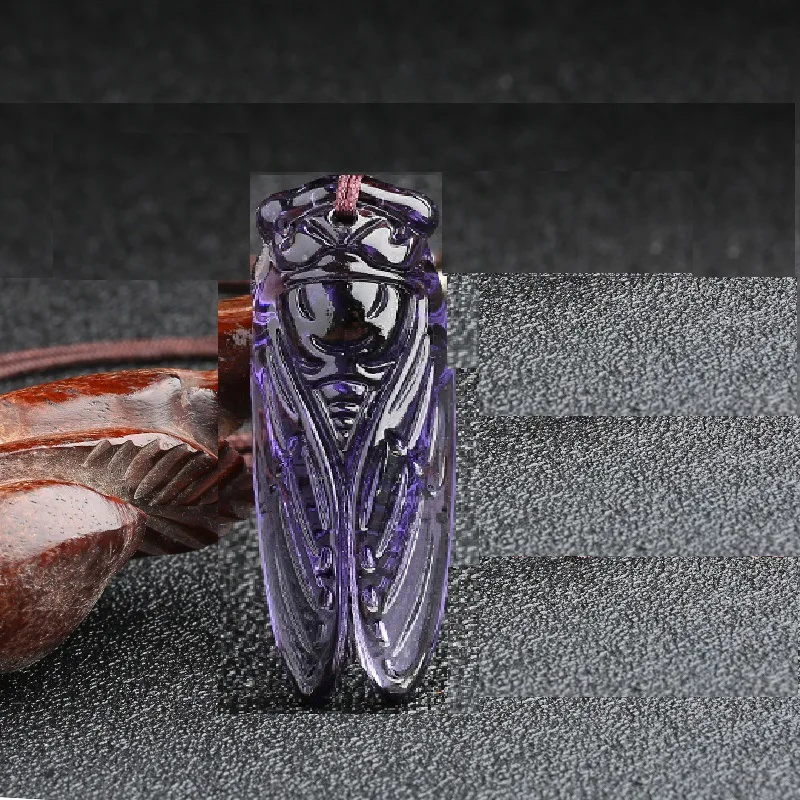Prírodné ručne vyrezávané ametysty Cicada Jade Pendant Fashion Boutique Boutique Pánske a dámske darčekové doplnky Cicada náhrdelníka