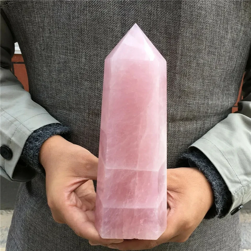 Prírodné ružové kremenné veža Energy Energy Gemstone Liečba miestnosti Office Decor Collection Zbierka darčekové ozdoby