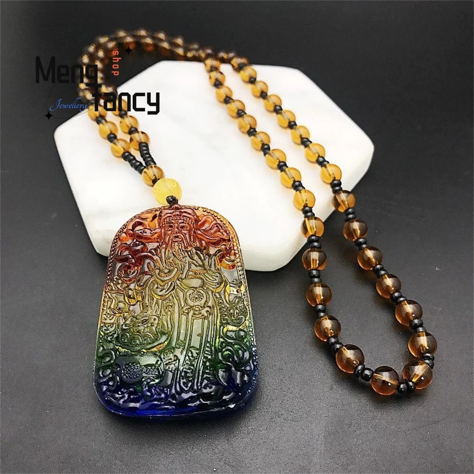 Prírodné starodávne tri farby Glazúra guanyin Buddha prívesok Vynikajúci remeselný maskot