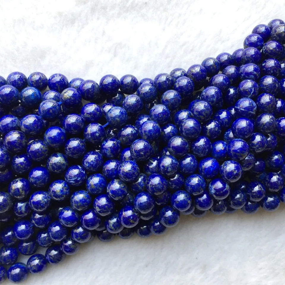 Prírodné tmavo modré lapis lazuli hladké okrúhle voľné korálky DIY náhrdelník alebo náramky 15 