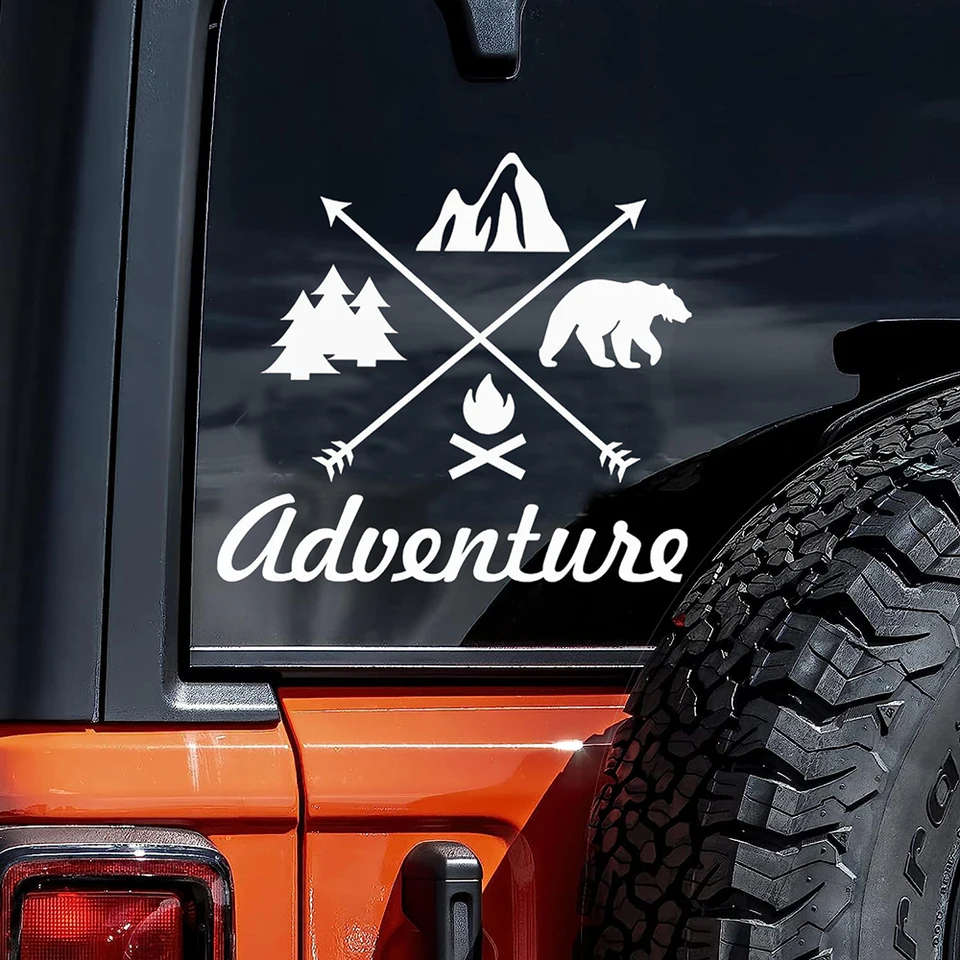 Prírodné vonkajšie dobrodružstvo Bear Mountain Forest Car Sticker pre notebook pre notebook fľaša na fľašu automobil Van SUV Motorcycle Window Wall Cup