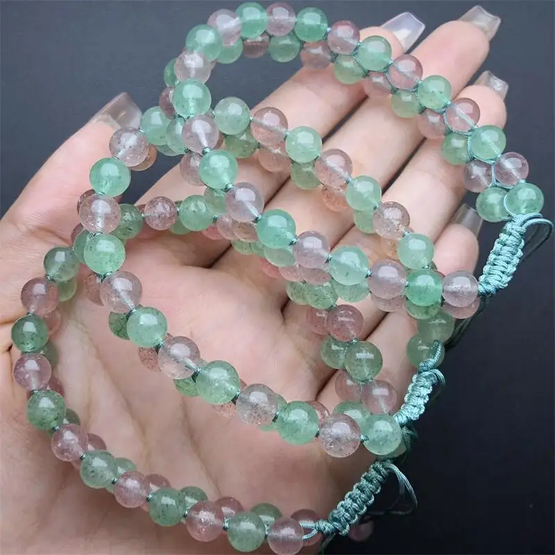 Prírodné zelené červené jahodové kremecké náramok módne Energia Stone reiki liečivo fengshui krištáľový prameň sviatok darček 1ks