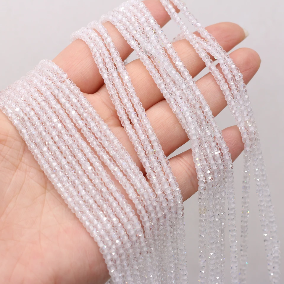 Prírodné zirkónové korálky okrúhle biele fazetované abacus voľné rozponu korálky pre šperky výroby DIY náramok náhrdelníkov