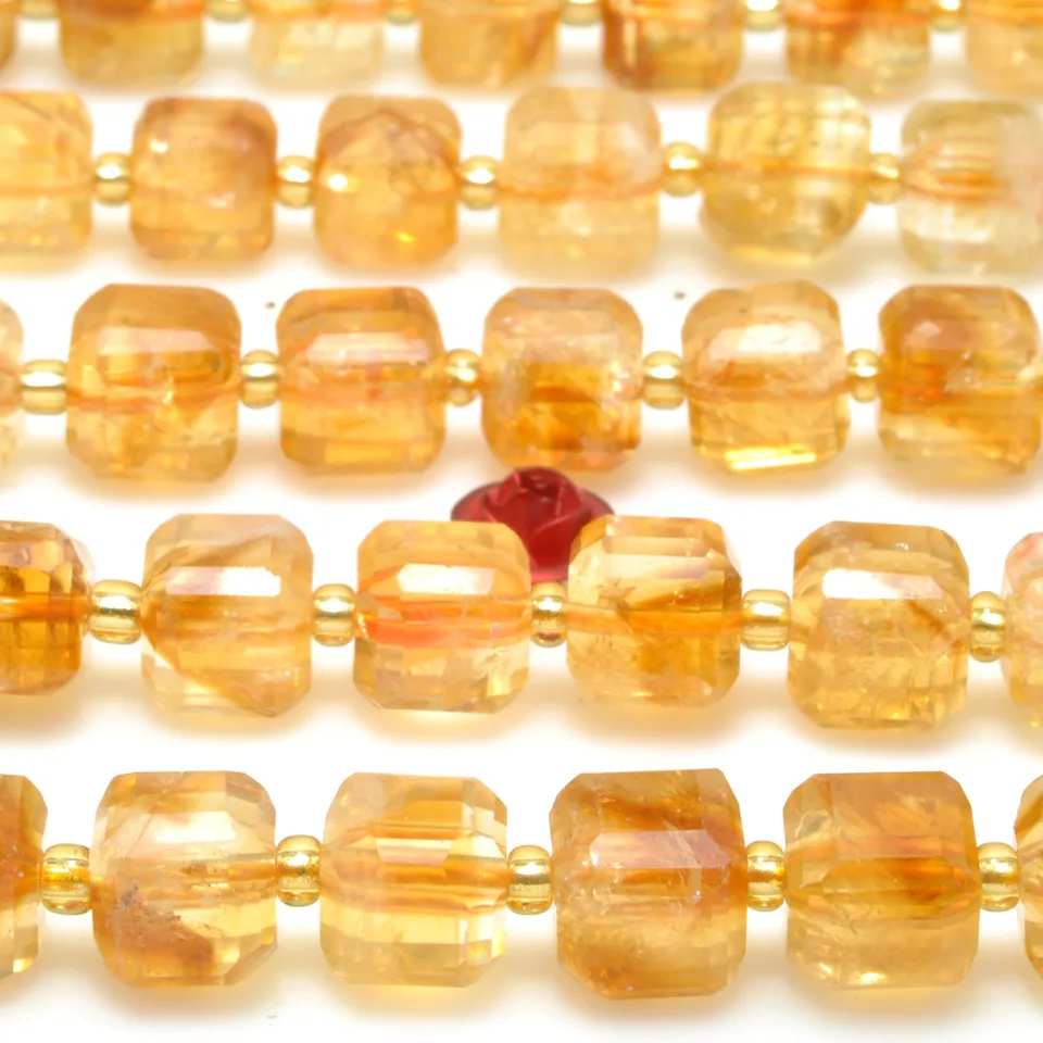 Prírodné zlaté citrínové krištáľové kocky Loose Loose Loads Wholesale Gemstone Semi Precious Stone pre šperky na výrobu DIY náramok