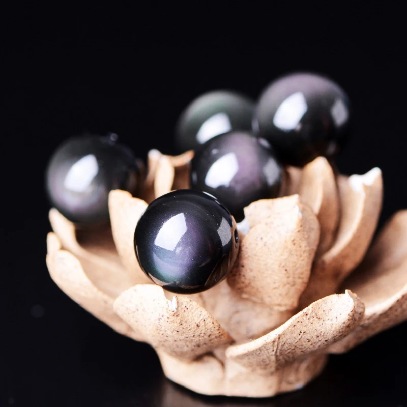Prírodné čierne dúhové obsidián ľad čierne voľné korálky 4 6 8 10 12 14 mm Fit DIY kúzlo náramok korálky pre šperky výroby doplnku
