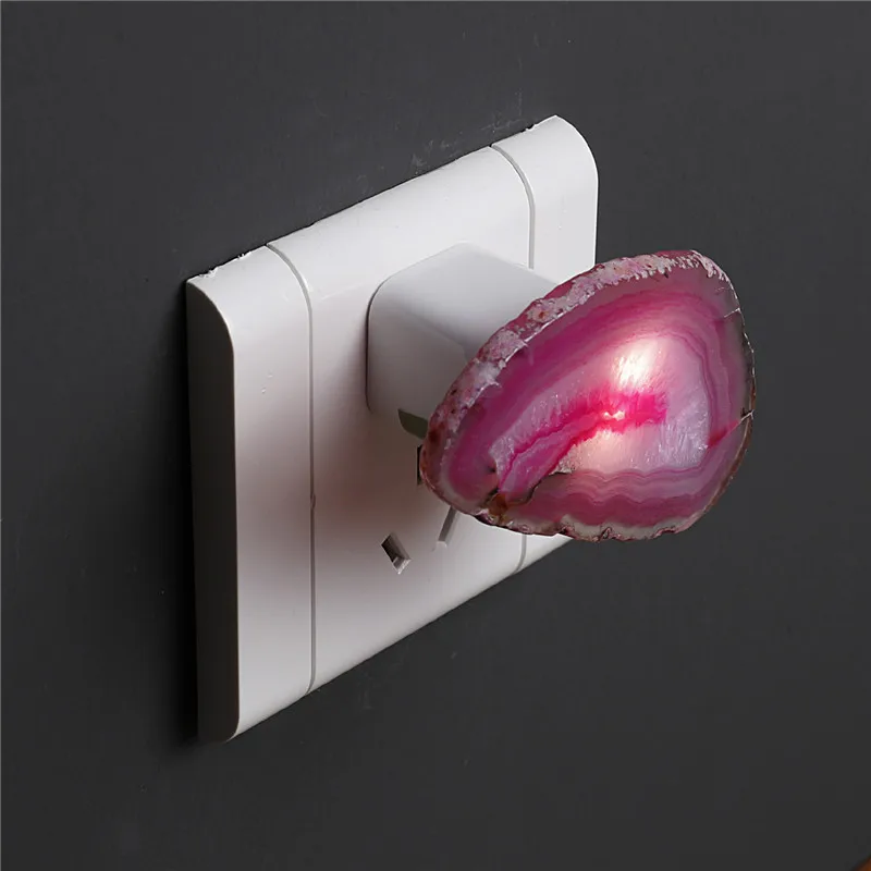 Prírodný achát kameň USB nočné svetlo farebné nepravidelné nepravidelné minerálne kremenné lampa Lampa Reiki Energy Gemstone Room Darček