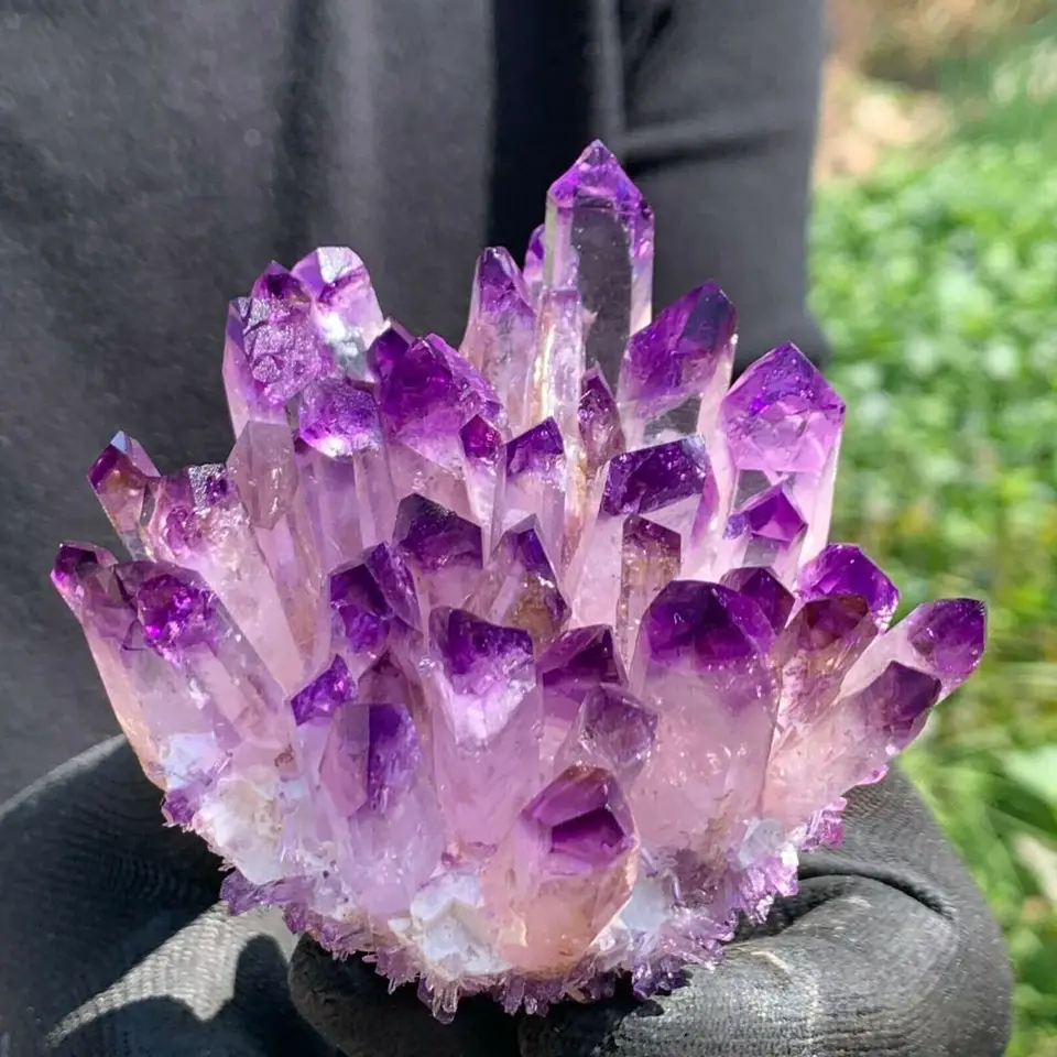 Prírodný ametyst Phantom Cluster Crystal Energy Energy sa uzdravuje