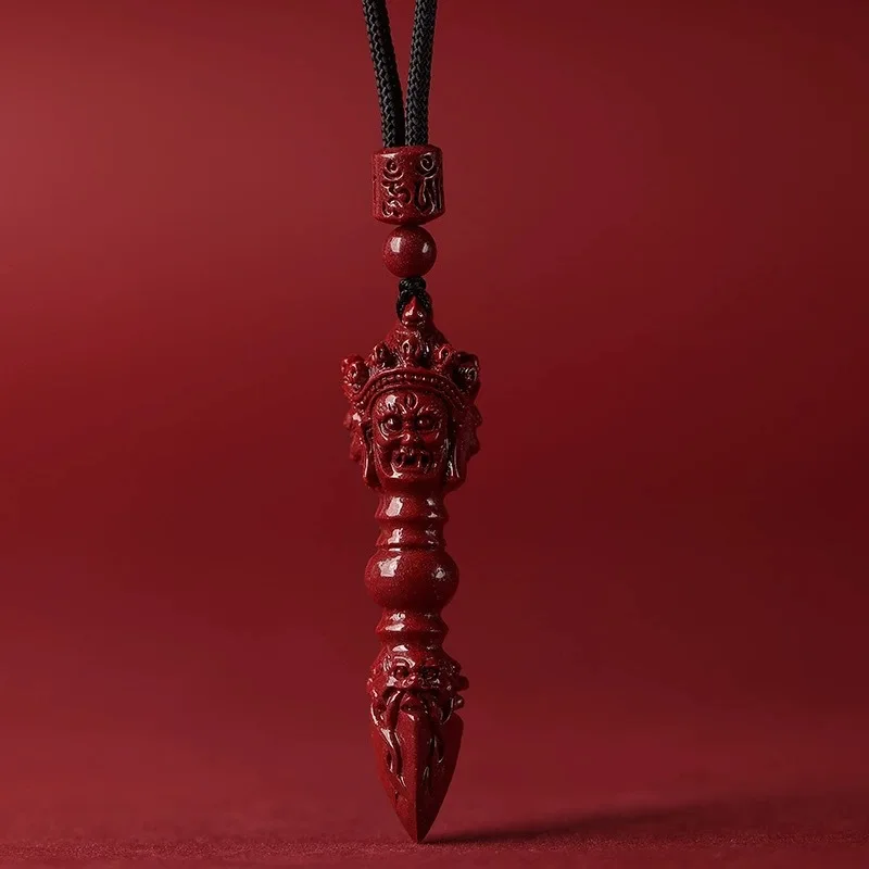 Prírodný cinnabar vajra Pestle Pendant Men Keychain Ženy Náhrdelník High-end Purple Gold Sand Lucky Amulet Darček