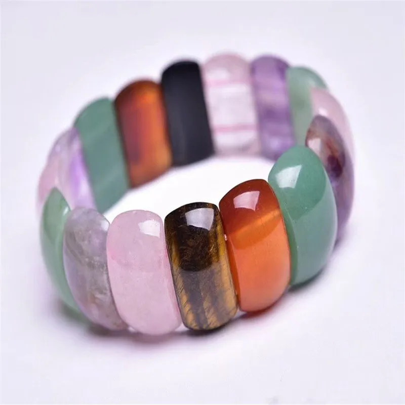 Prírodný kameň farebné tigrie oči korálky ametyst zelené aventurínové náramky Ženy náramky Rose Quartz Energy Šperky na leto