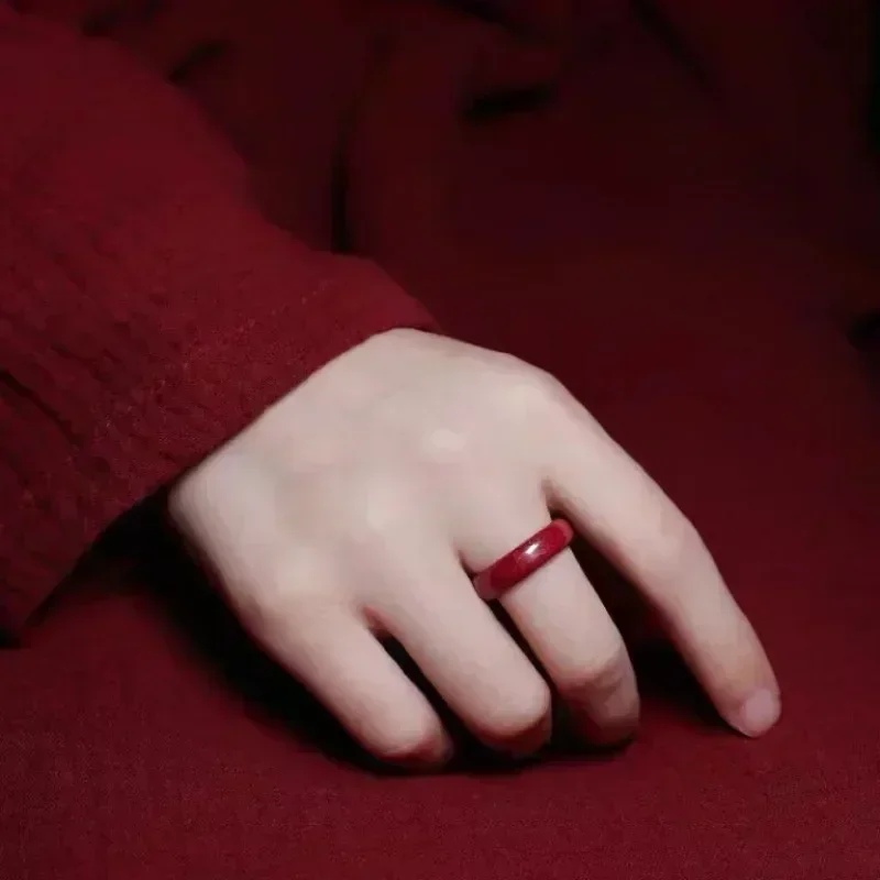 Prírodný minerálny cinnabar prsteň fengshui cinnabar prsteň pre ochranu bohatstva veľa šťastia peniaze amulet pre mužov a ženy