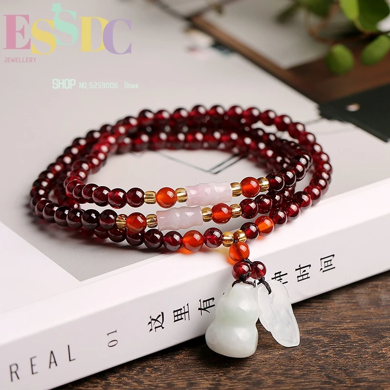 Prírodný náramok Granátu Multi-kruh 5 mm Chalcedony Gourd Accessories Factory Wholesale Hot Sale