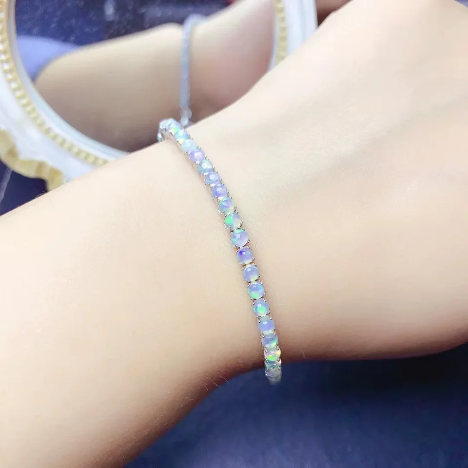 Prírodný náramok opálu pre ženy luxusné šperky dizajnér Sterling Silver 925