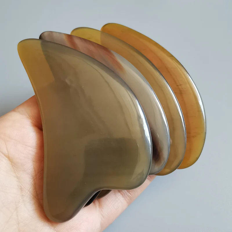 Prírodný roh roh gua sha doska gouache škrabka na tvár Massager na tvár Scraping