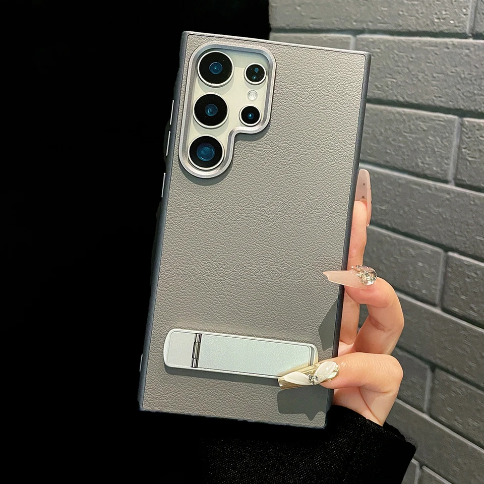 Prírodný titánový držiak na kovový držiak na kožené puzdro pre telefón Samsung Galaxy S24 S23 S22 Ultra plus kovový gombíkový nárazový odolný tvrdý kryt
