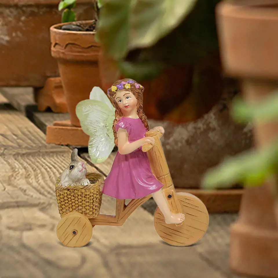 Príslušenstvo do rozprávky, Miniatúrne rozprávkové doplnky, Cyklistická rozprávková socha, záhradná outdoorová miniatúrna krajina Ornament