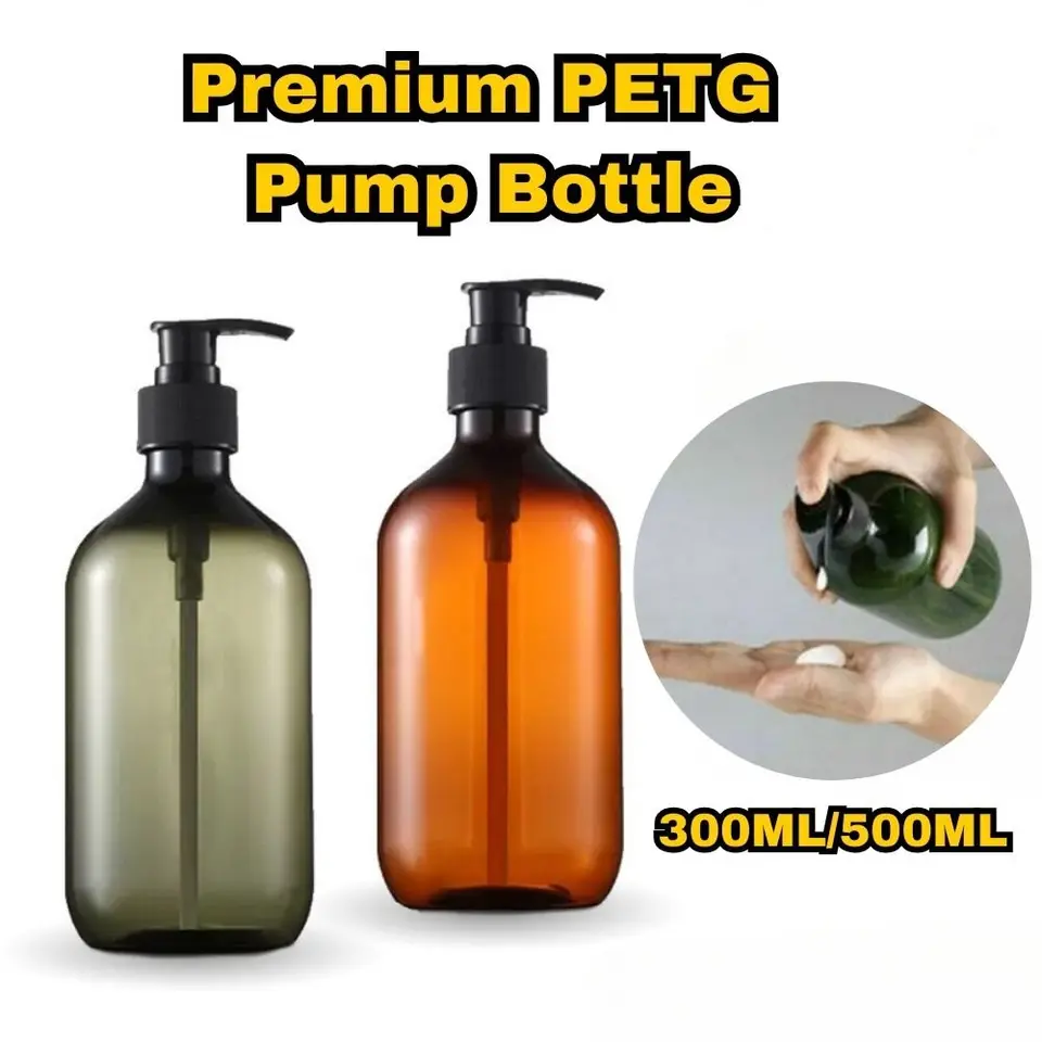 Príslušenstvo PET šampón fľaša 300 ml/500 ml hnedej zelenej bieleho výdajného doplňovania opakovane použiteľné fľaše