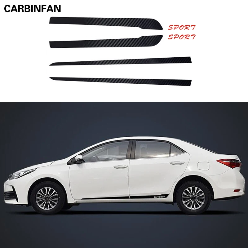 Príslušenstvo Styling automobilu uhlíkové vlákno nálepky na bočné sukne Automobily 4ks/set pre Toyota Corolla 2014 - 2018
