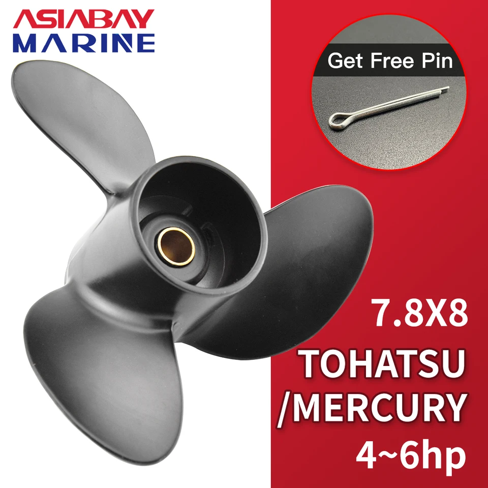 Prívesná vrtuľa pre Tohatsu Mercury 4HP 5HP 6HP 7,8*8 Hliníková zliatina člna 3 Blade 12 Spline Ship Marine Engine Part