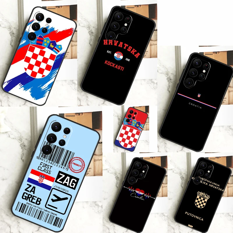 Príznak Chorvátska pre Samsung Galaxy S24 S23 S22 Ultra S20 S21 FE POZNÁMKA 20 S8 S9 S10 Poznámka 10 plus kryt