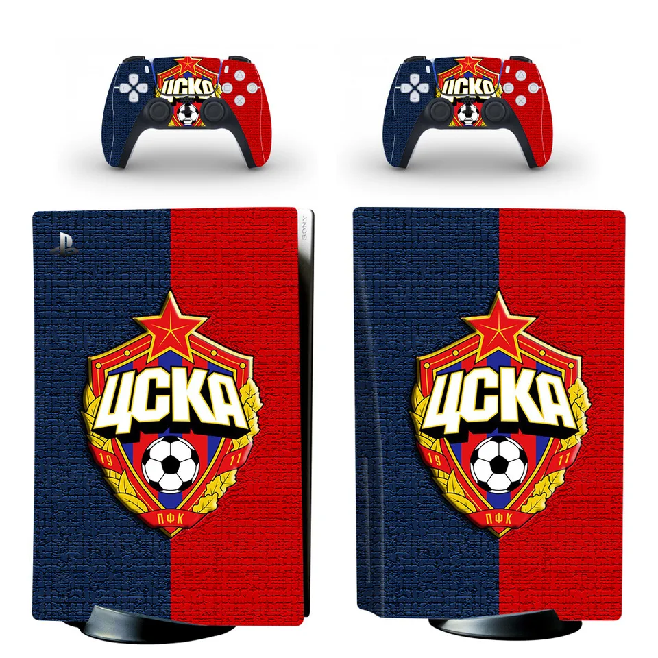 PS PS5 Disk Skin Sticker Vinyl CSKA Moskva PS5 Štandardná nálepka diskov pre konzolu PlayStation 5 a 2 ovládače